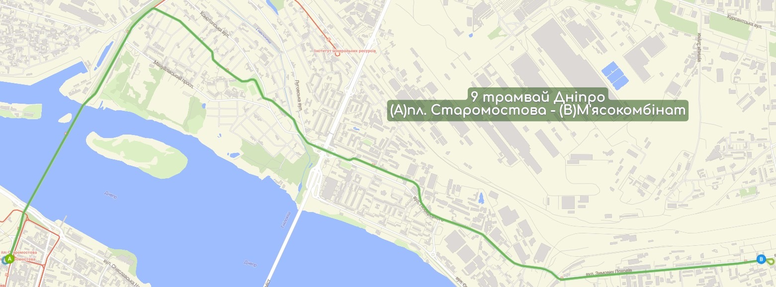 Карта 9 трамвай Дніпро