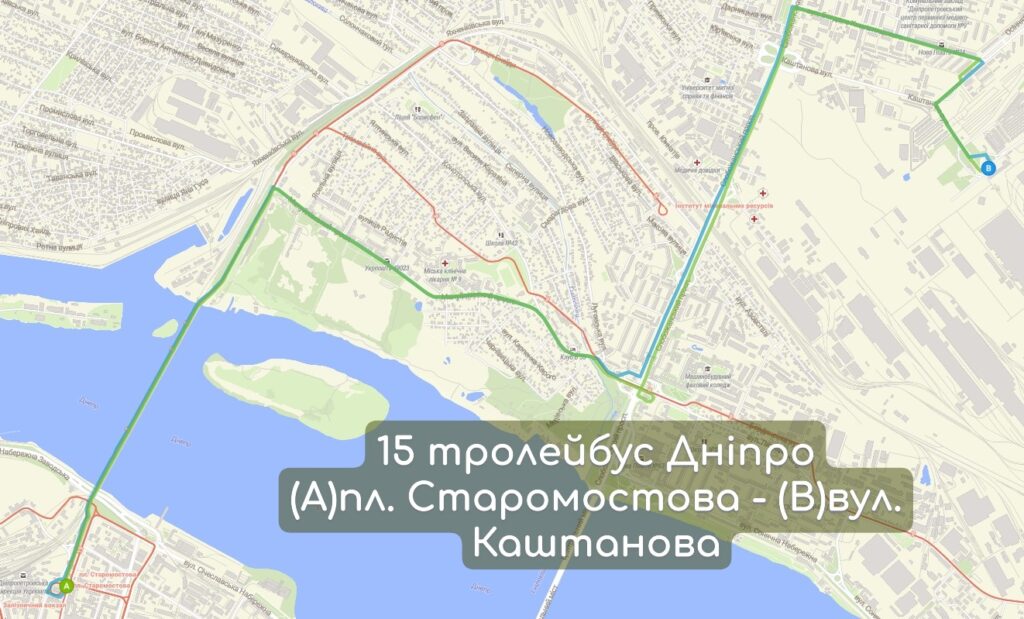 Карта 15 тролейбус Дніпро