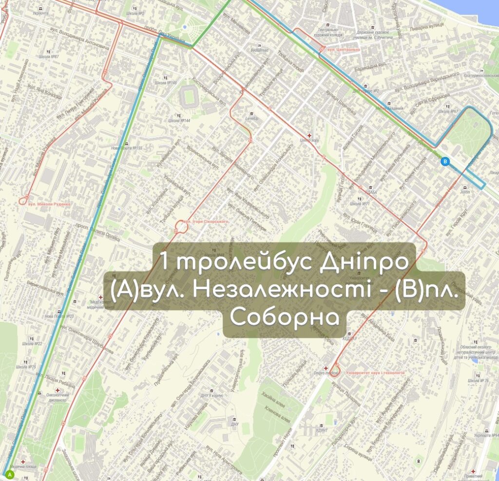 Карта 1 тролейбус Дніпро