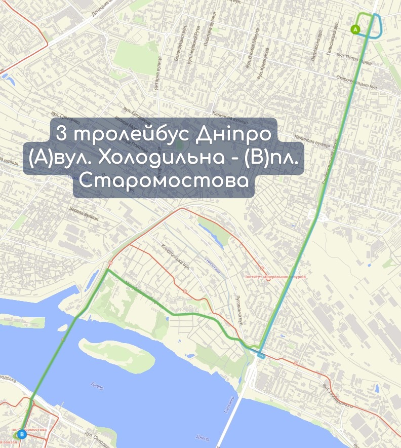 Карта 3 тролейбус Дніпро