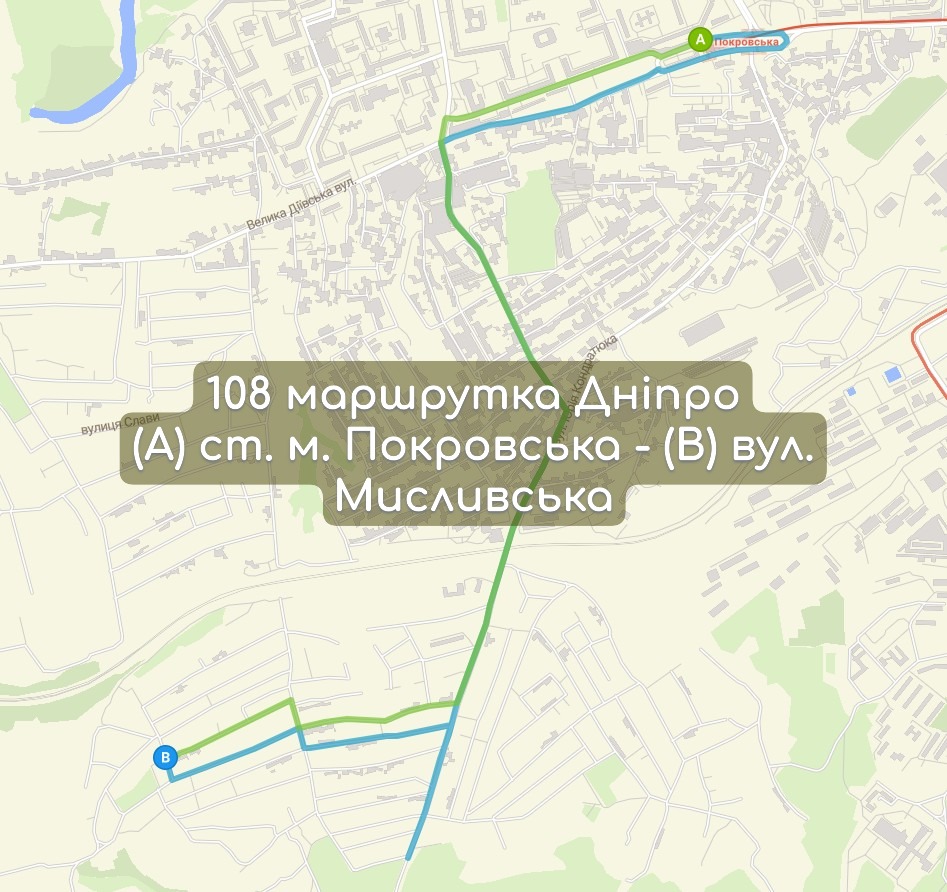 Карта 108 маршрутка Дніпро