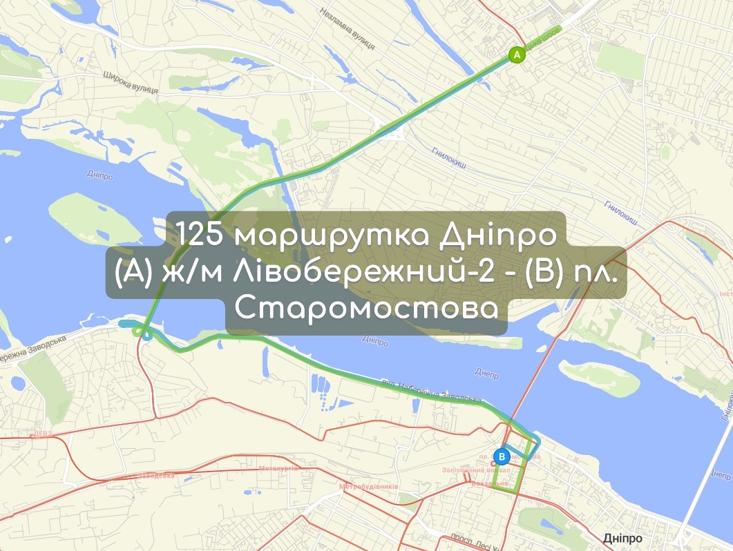 Карта 125 маршрутка Дніпро