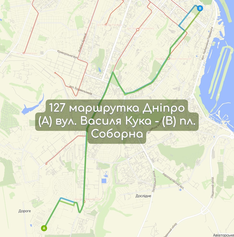 Карта 127 маршрутка Дніпро