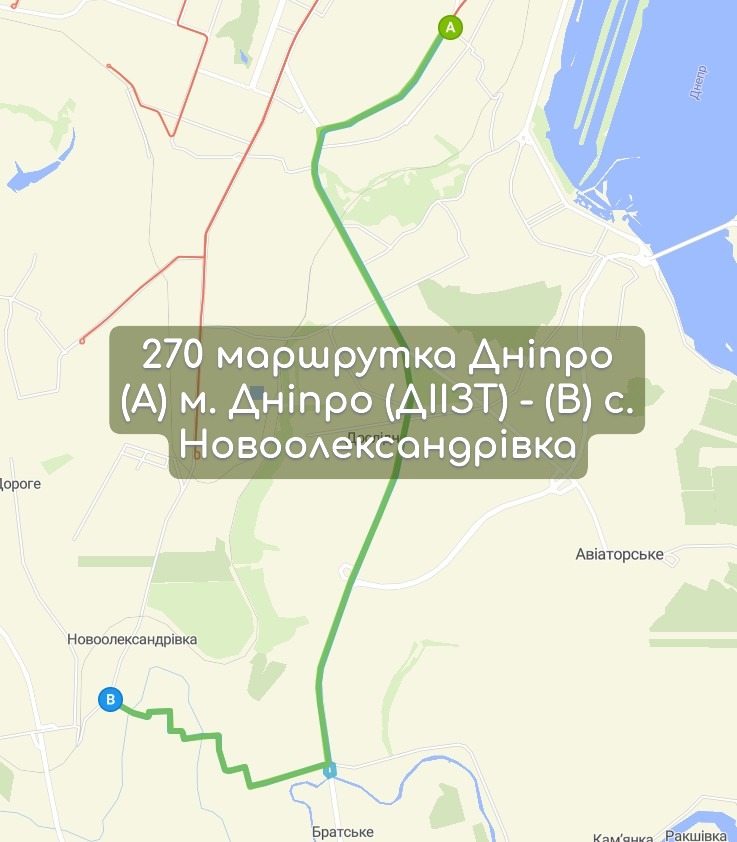 Карта 270 маршрутка Дніпро
