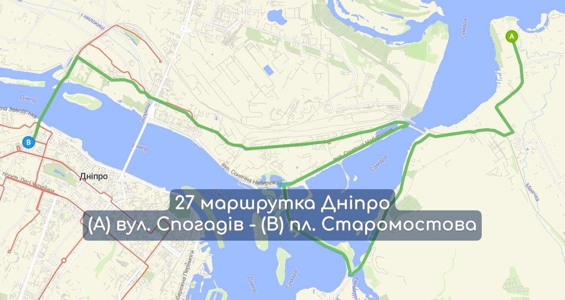 Карта 27 маршрутка Дніпро