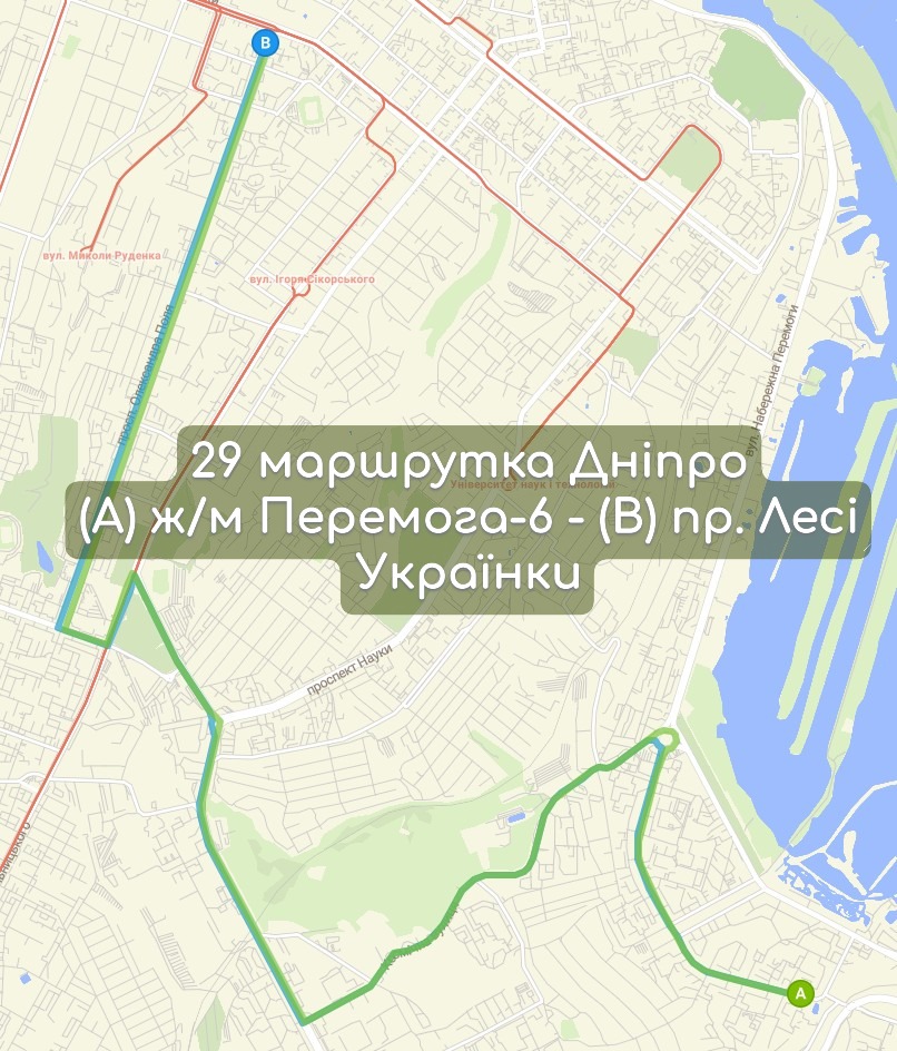 Карта 29 маршрутка Дніпро