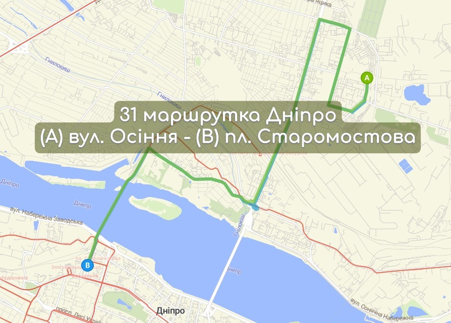 Карта 31 маршрутка Дніпро