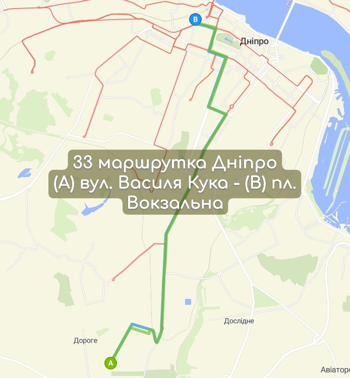 Карта 33 маршрутка Дніпро