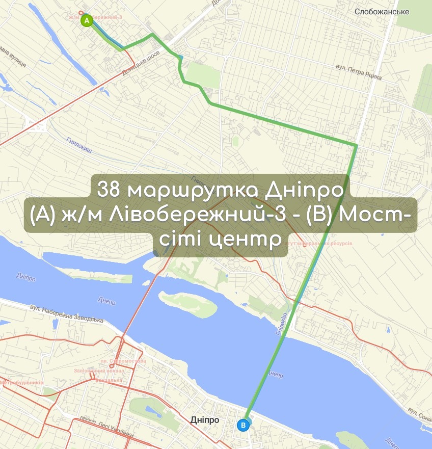 Карта 38 маршрутка Дніпро