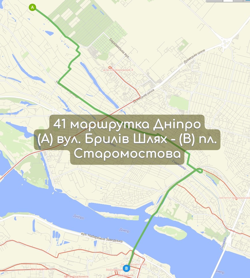 Карта 41 маршрутка Дніпро