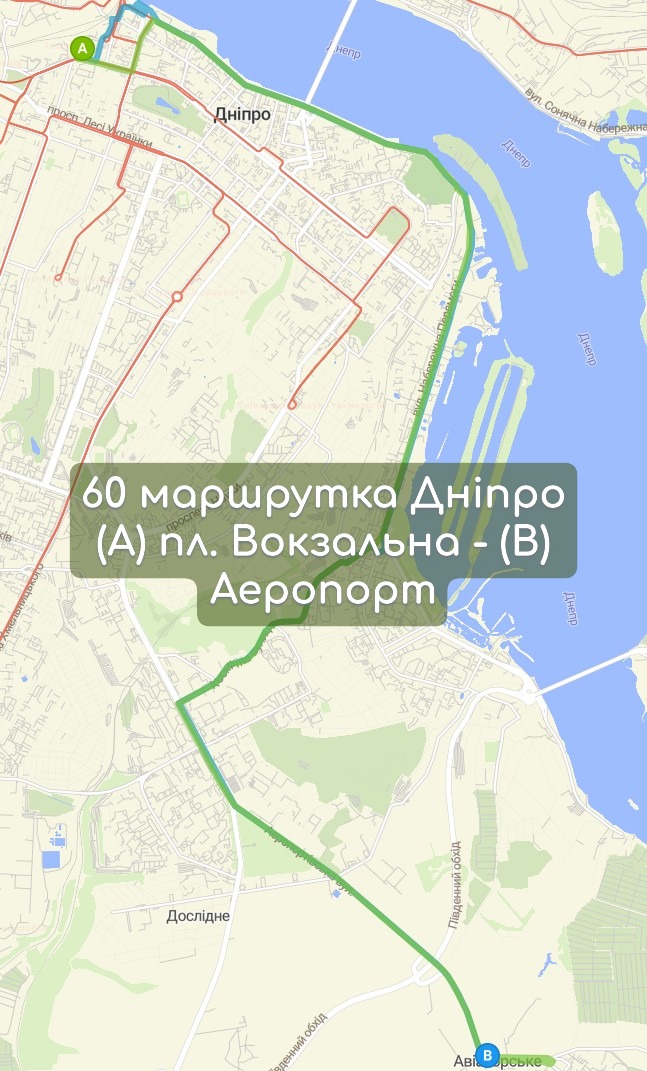 Карта 60 маршрутка Дніпро
