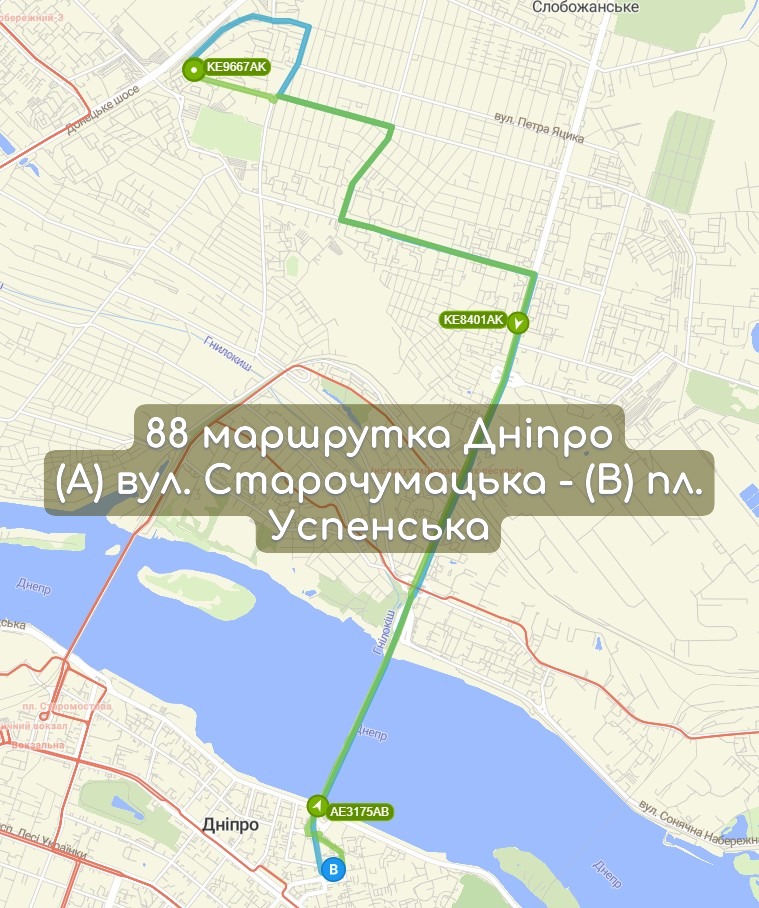Карта 88 маршрутка Дніпро